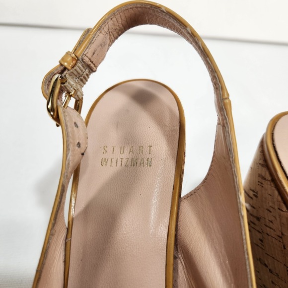 Vintage Stuart Weitzman Shoes Womens Size 9M Yellow Patent Wedge Heels Platform - Picture 5 of 9